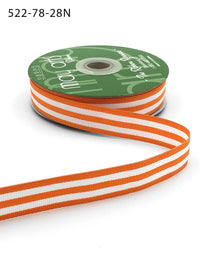 7/8 Inch Grosgrain Horizontal Stripes Ribbon with Woven Edge – 522-78-28N orange/white