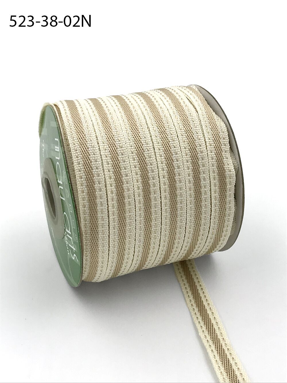 3/8 Inch Solid Color Band Ribbon with Natural Woven Stitched Edge – 523-38-02N Ivory/Beige