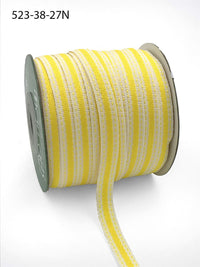 3/8 Inch Solid Color Band Ribbon with Natural Woven Stitched Edge – 523-38-27N Ivory/Yellow