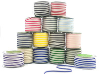 3/8 Inch Solid Color Band Ribbon with Natural Woven Stitched Edge – 523-38-07 Ivory/Violet