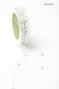 3/8 Inch Multi-Size Pearl Beaded String Ribbon