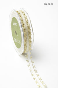 5/8 Inch Sheer Metallic Ribbon with Woven Heart Edge
