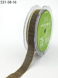5/8 Inch Distressed Ribbon with Gold Metallic Edge – 531-58-16 olive
