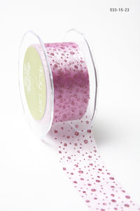 1.5 Inch Sheer Glitter Dot Ribbon with Cut Edge – 533-15-23 Light Fuchsia