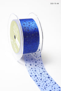 1.5 Inch Sheer Glitter Dot Ribbon with Cut Edge – 533-15-44 Blue Glitter Dots