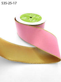 2.5 Inch Velvet Gold Back Ribbon with Wired Edge – 535-25-17 pink
