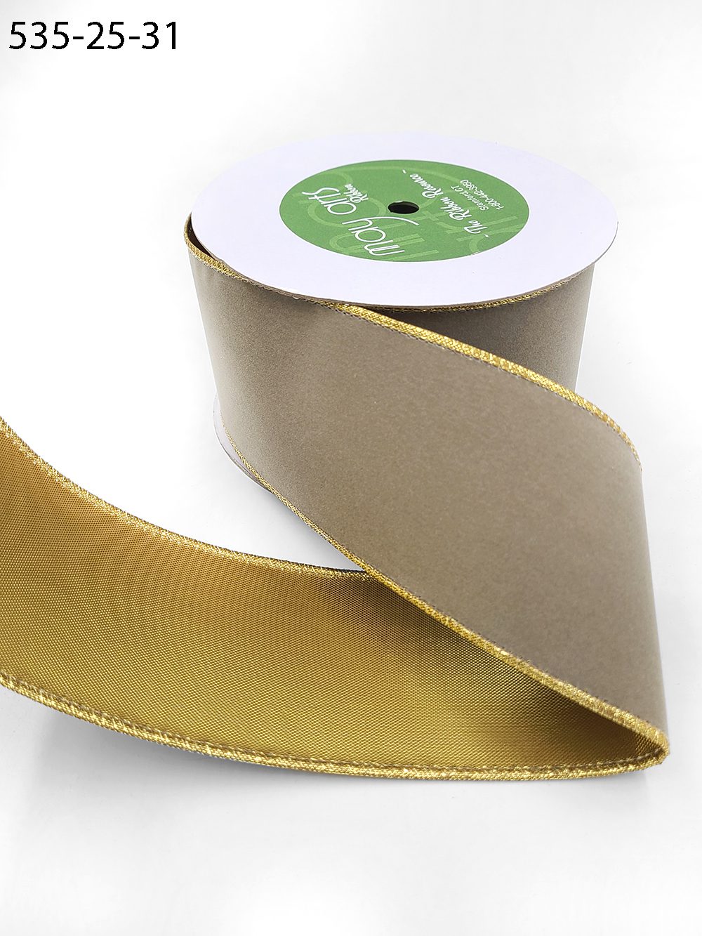 2.5 Inch Velvet Gold Back Ribbon with Wired Edge – 535-25-31 gray