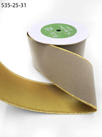 2.5 Inch Velvet Gold Back Ribbon with Wired Edge – 535-25-31 gray
