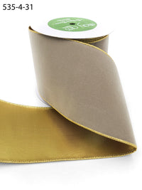 4 Inch Velvet Gold Back Ribbon with Wired Edge – 535-4-31 gray