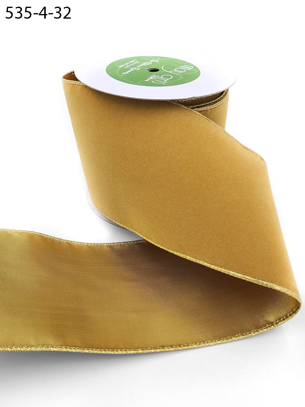 4 Inch Velvet Gold Back Ribbon with Wired Edge – 535-4-32 copper
