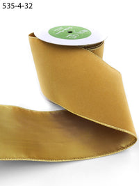 4 Inch Velvet Gold Back Ribbon with Wired Edge – 535-4-32 copper