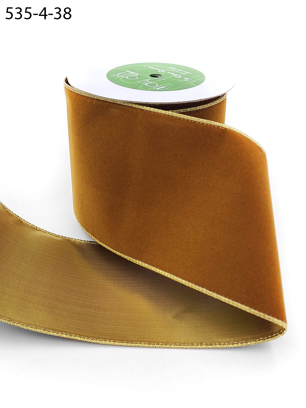 4 Inch Velvet Gold Back Ribbon with Wired Edge – 535-4-38 bronze