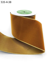 4 Inch Velvet Gold Back Ribbon with Wired Edge – 535-4-38 bronze