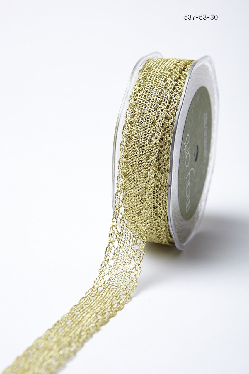 5/8 Inch Metallic Crochet Ribbon – 537-58-30 gold