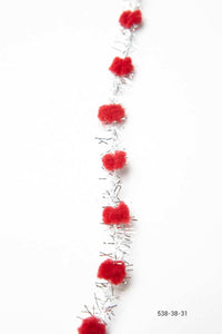 3/8 Inch Pom Pom with Metallic Fringe – 538-38-31 red/silver