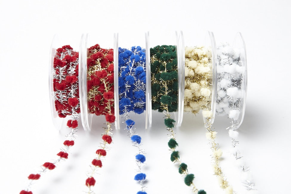 3/8 Inch Pom Pom with Metallic Fringe