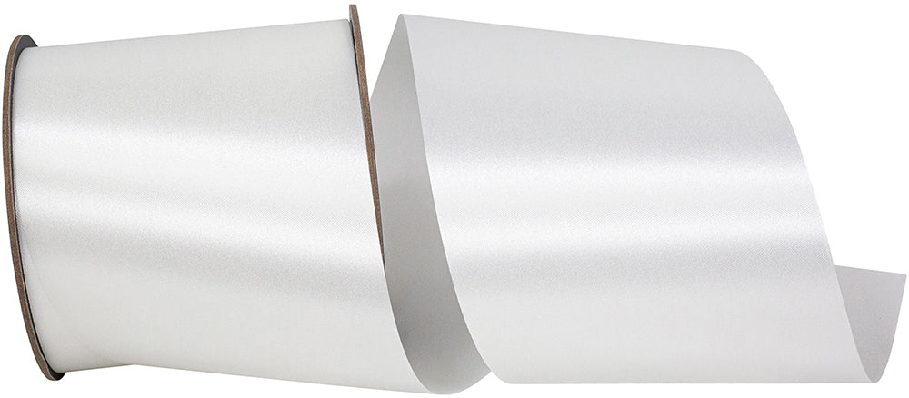 White 4 Inch Satin Cooler Ribbon for Wreaths & Bows