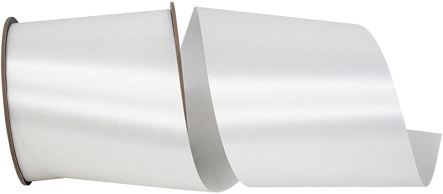 White 4 Inch Satin Cooler Ribbon for Wreaths & Bows