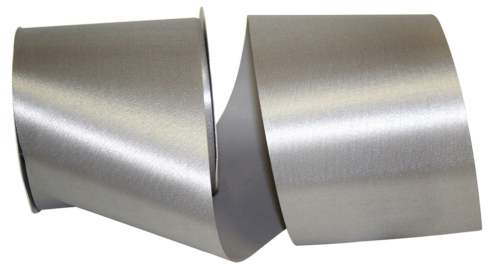 Silver 4 Inch Satin Cooler Ribbon for Wreaths & Bows