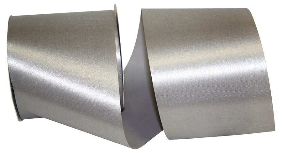 Silver 4 Inch Satin Cooler Ribbon for Wreaths & Bows
