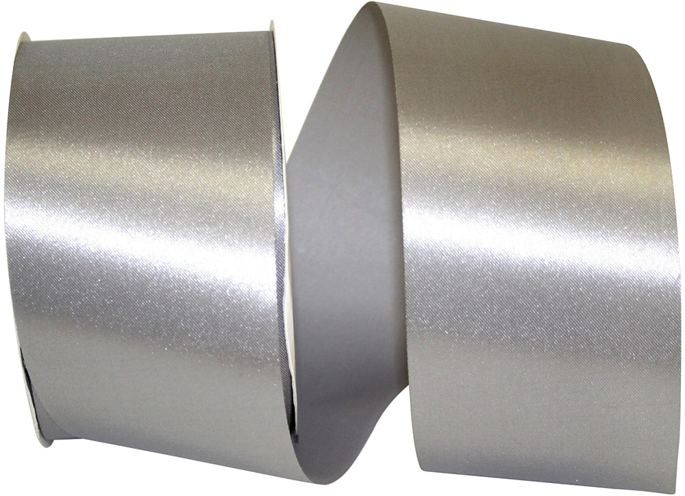 Silver 2-1 2 Inch Satin Cooler Ribbon for Wreaths & Bows