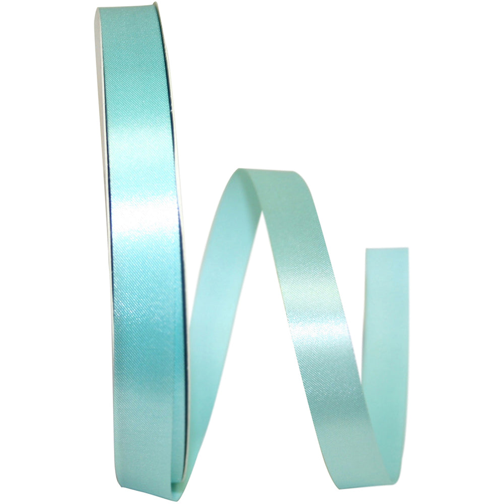 Aqua Satin Cooler Ribbon 5/8 Inch for Wreaths and Bows