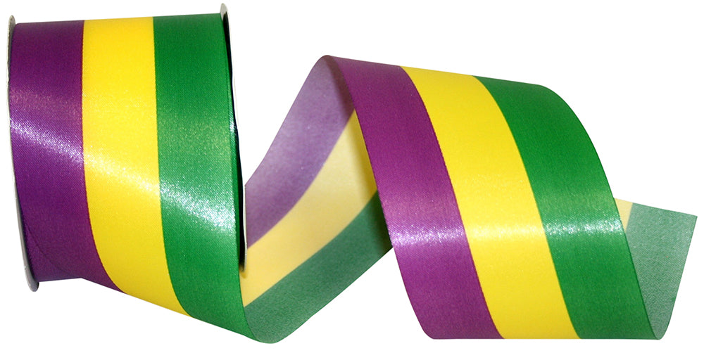 Multi 2-1 2 Inch Mardi Gras Tri-Stripe Ribbon for Wreaths & Bows