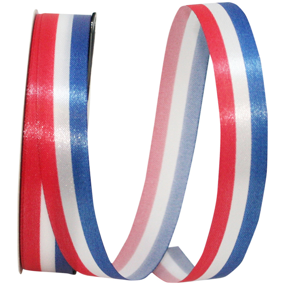 Multi 5 8 Inch Patriotic Tri-Stripe Ribbon for Wreaths & Bows