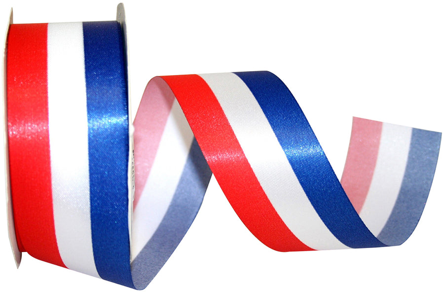 Multi 1-3 8 Inch Patriotic Tri-Stripe Ribbon for Wreaths & Bows