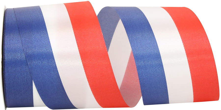 Multi 2-1 2 Inch Patriotic Tri-Stripe Ribbon for Wreaths & Bows