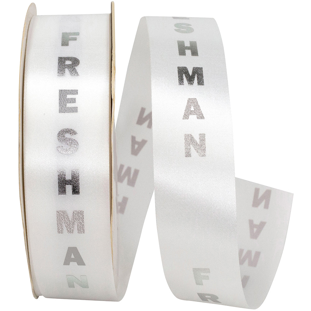 White Silver 1-3 8 Inch Freshman Satin Cooler Ribbon for Wreaths & Bows