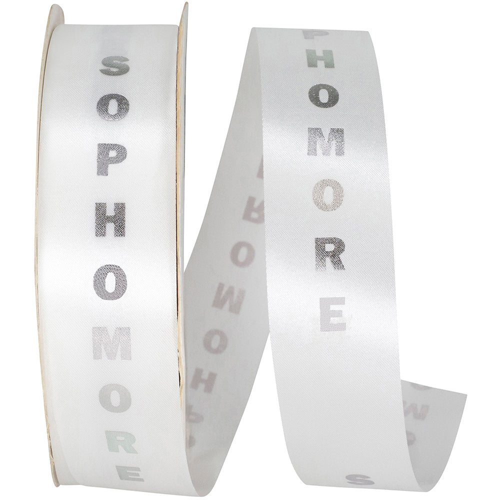 White Silver 1-3 8 Inch Sophomore Satin Cooler Ribbon for Wreaths & Bows