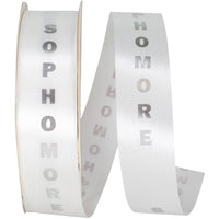 White Silver 1-3 8 Inch Sophomore Satin Cooler Ribbon for Wreaths & Bows