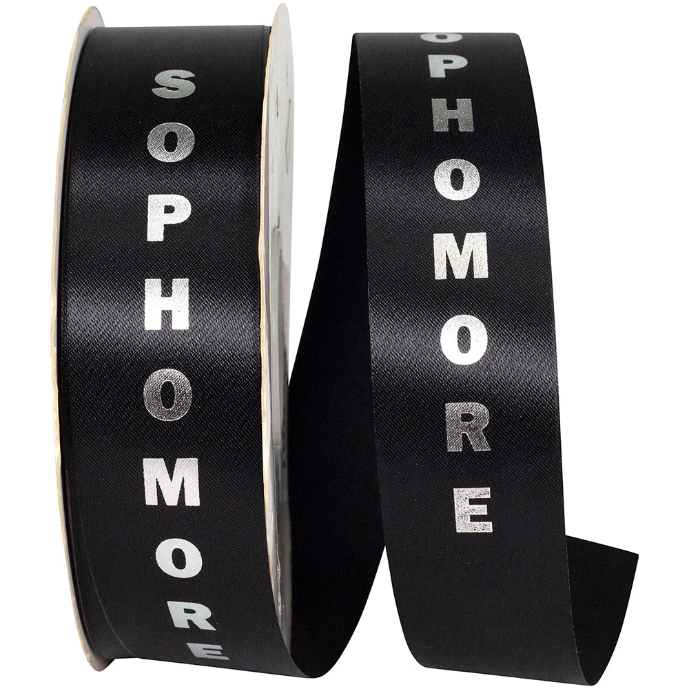 Black Silver 1-3 8 Inch Sophomore Satin Cooler Ribbon for Wreaths & Bows