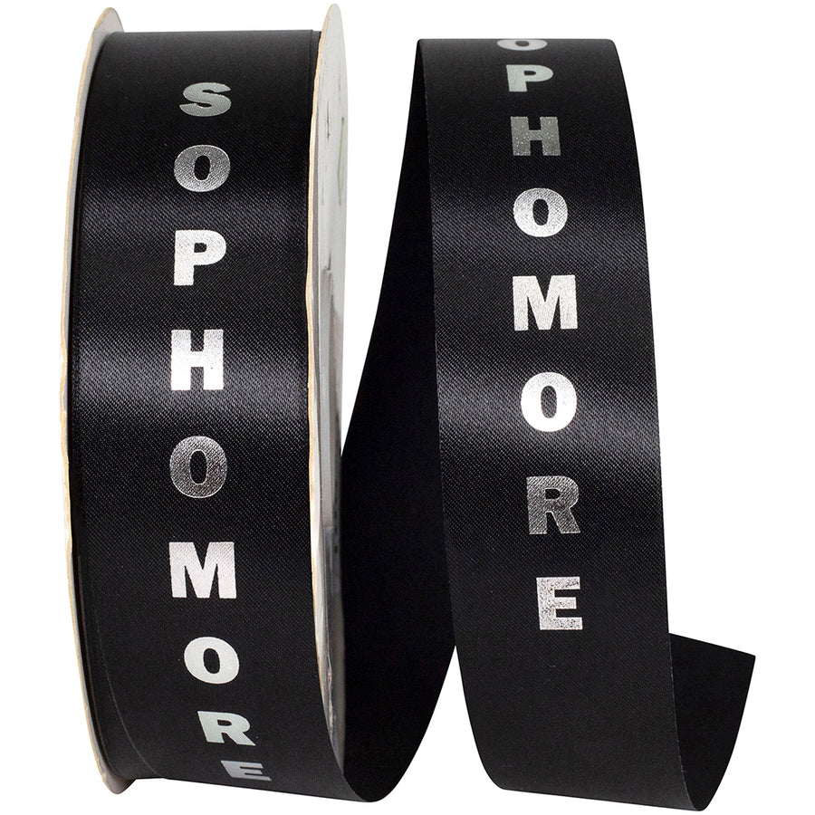 Black Silver 1-3 8 Inch Sophomore Satin Cooler Ribbon for Wreaths & Bows