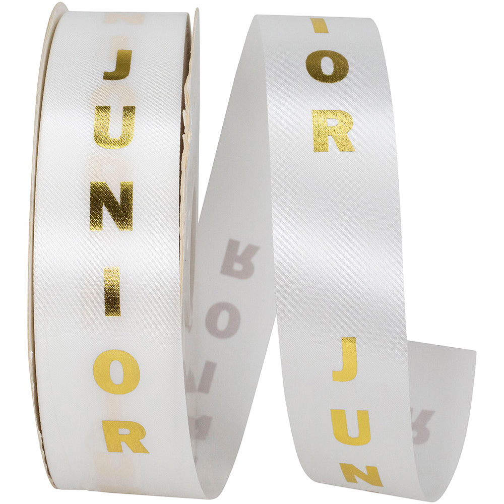 White Gold 1-3 8 Inch Junior Satin Cooler Ribbon for Wreaths & Bows