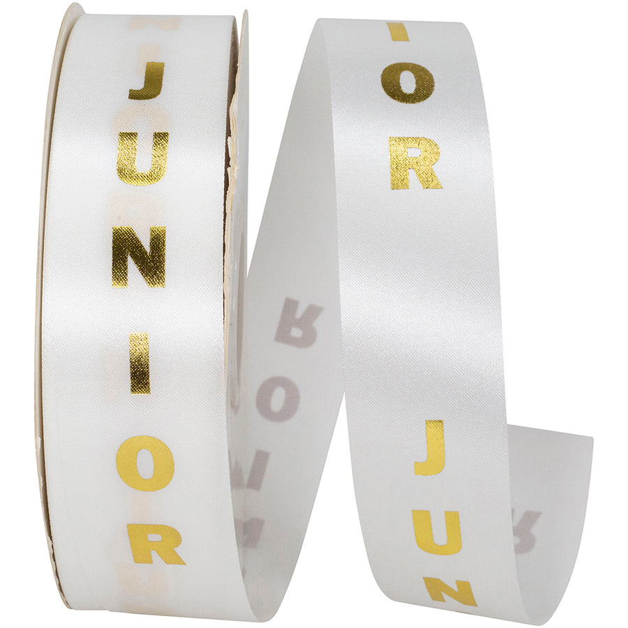 White Gold 1-3 8 Inch Junior Satin Cooler Ribbon for Wreaths & Bows