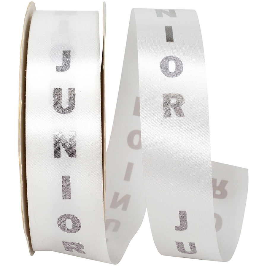 White Silver 1-3 8 Inch Junior Satin Cooler Ribbon for Wreaths & Bows