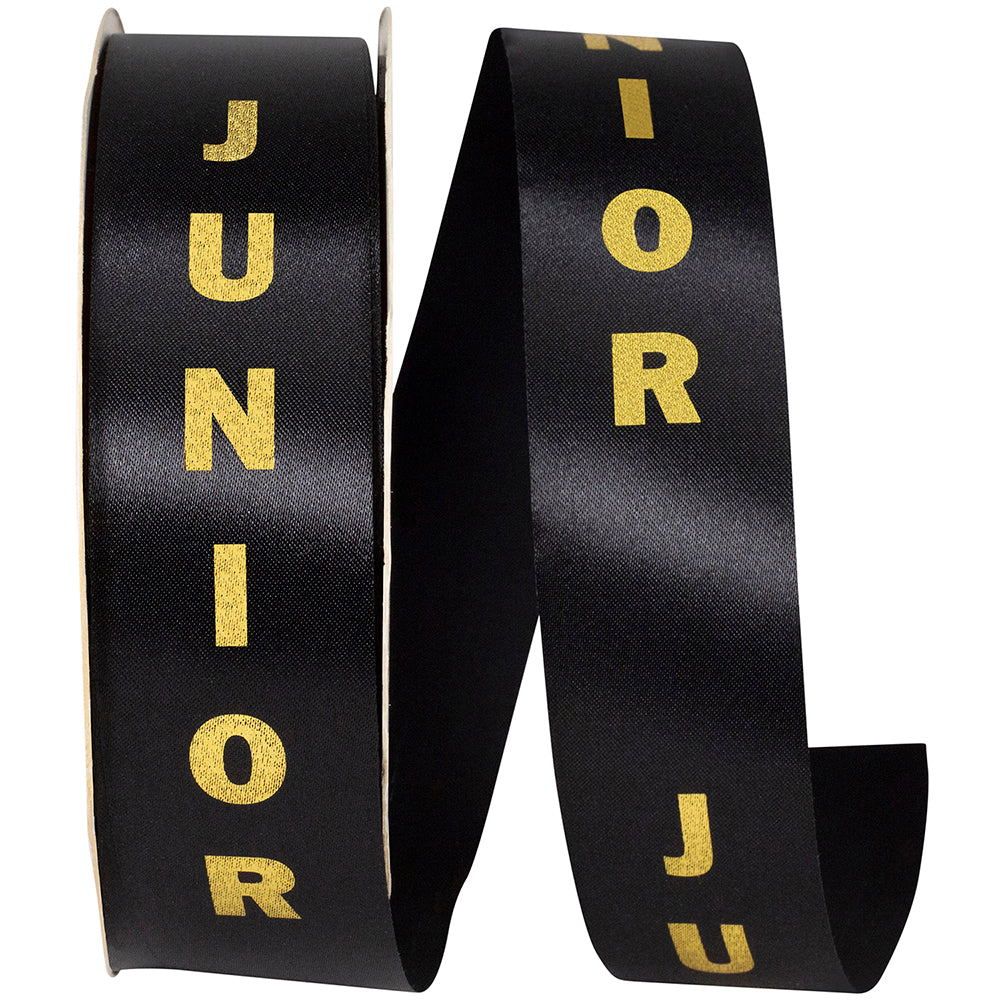 Black Gold 1-3 8 Inch Junior Satin Cooler Ribbon for Wreaths & Bows