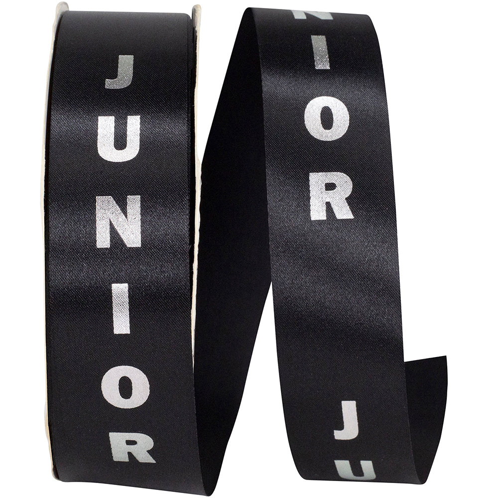 Black Silver 1-3 8 Inch Junior Satin Cooler Ribbon for Wreaths & Bows