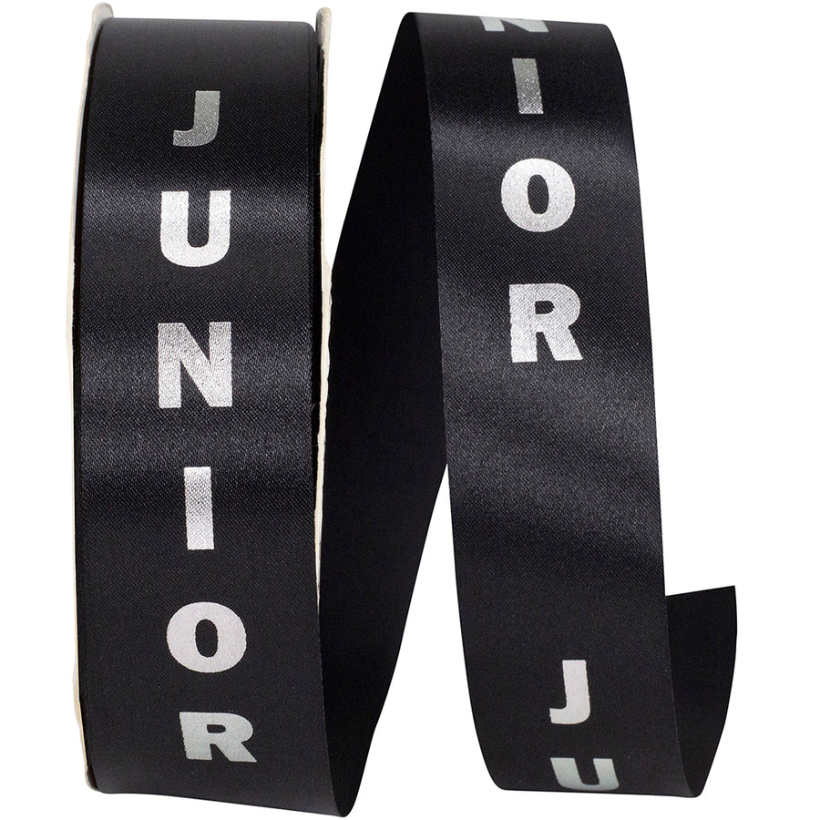 Black Silver 1-3 8 Inch Junior Satin Cooler Ribbon for Wreaths & Bows