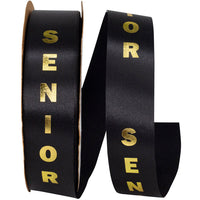 Black Gold 1-3 8 Inch Senior Satin Cooler Ribbon for Wreaths & Bows