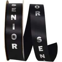 Black Silver 1-3 8 Inch Senior Satin Cooler Ribbon for Wreaths & Bows