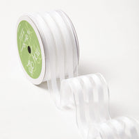 1.5 Inch Sheer with Woven Stripes Ribbon with Wired Edge – 544-15-01 white