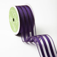 1.5 Inch Sheer with Woven Stripes Ribbon with Wired Edge – 544-15-47 Violet