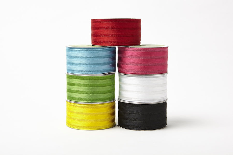 1.5 Inch Sheer with Woven Stripes Ribbon with Wired Edge
