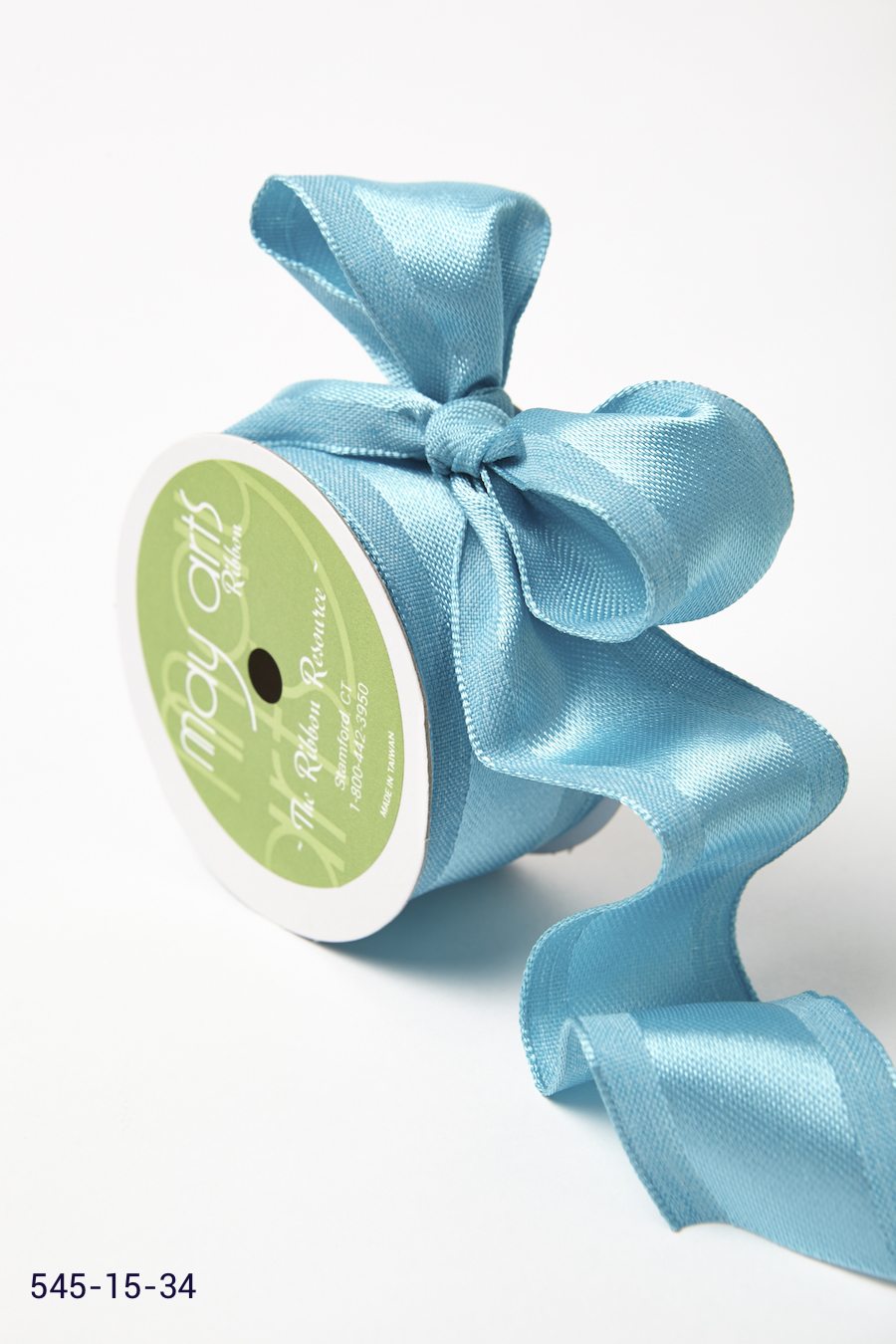 1.5 Inch Woven Upholstery Fabric Ribbon with Wired Edge – 545-15-34 light blue