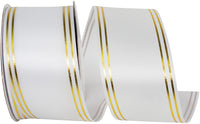 White 2-1 2 Inch Quad Strip Satin Cooler Ribbon for Wreaths & Bows