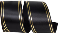 Black 2-1 2 Inch Quad Strip Satin Cooler Ribbon for Wreaths & Bows