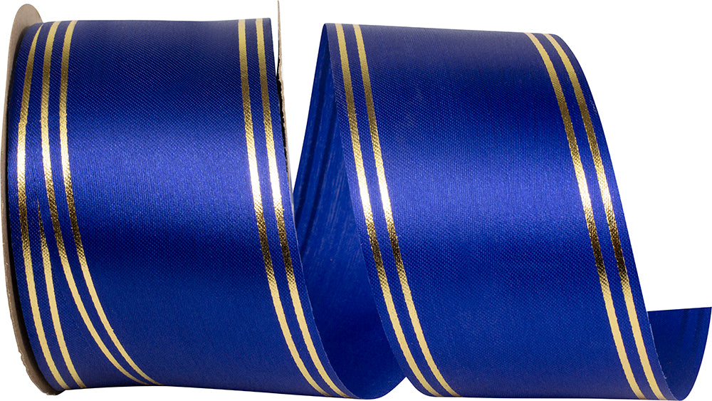Royal 2-1 2 Inch Quad Strip Satin Cooler Ribbon for Wreaths & Bows